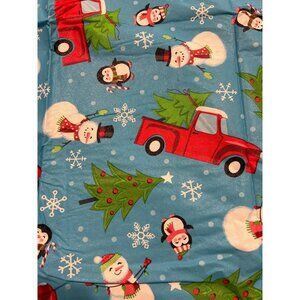 Christmas Vinyl Tablecloth 60" x 84" Rectangle Red Truck Snowman Penguin Snow